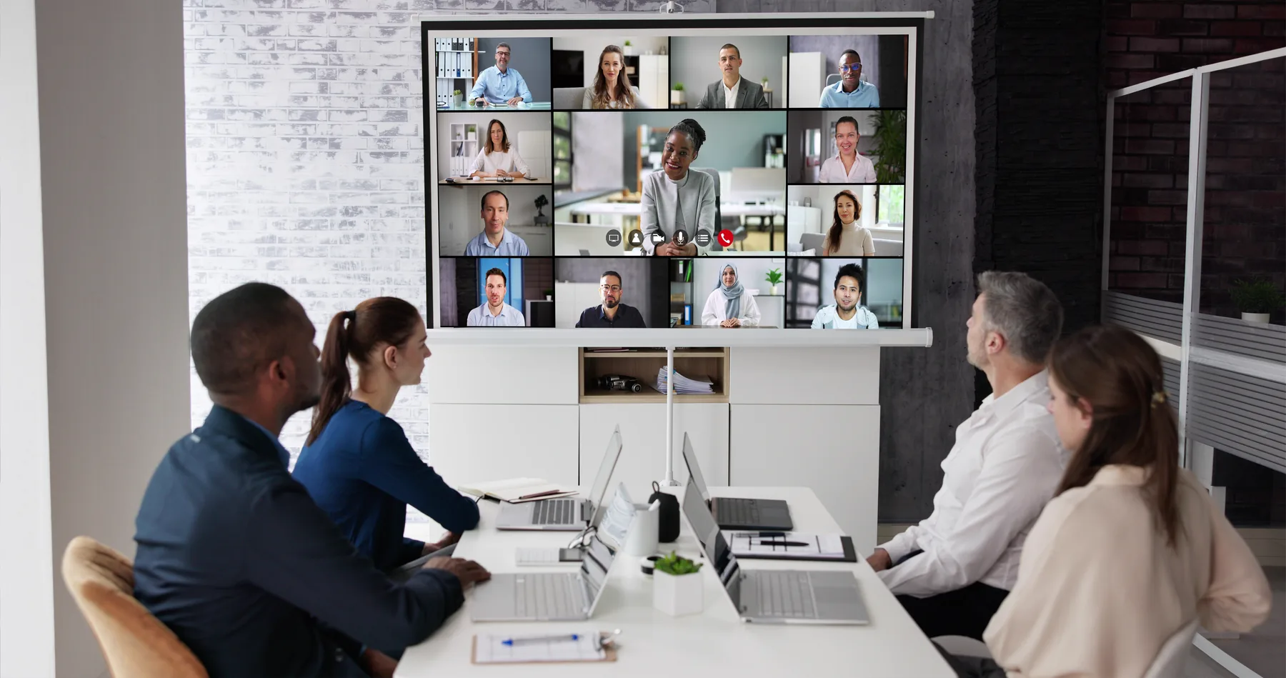 Business team in a managed services video conference